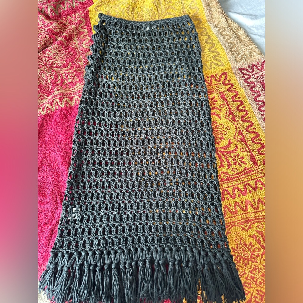 Superdown NWOT Misty Crochet Midi Skirt Black 🖤 Small - Picture 6 of 16